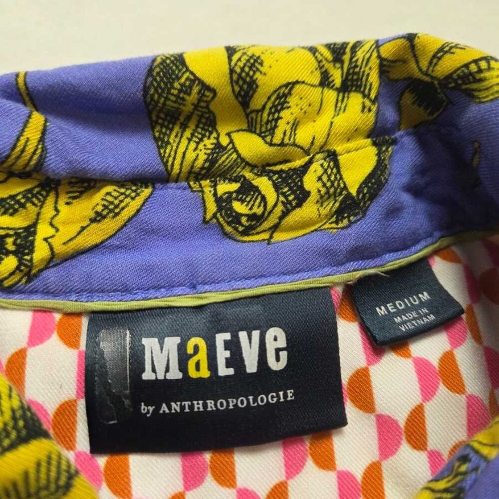 M Maeve x Anthropologie Paz contrast button down shirt blouse 2 - Picture 5 of 10